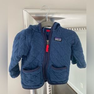 Patagonia Baby Organic Quilted Jacket Stone Blue (3-6M) Hoodie Full Zip